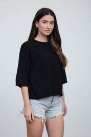 HEATHERED BOXY PULLOVER