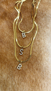 ARI Pearl Letter Herringbone Necklace