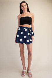 Wrap Skort Polka Dot With Waist Tie