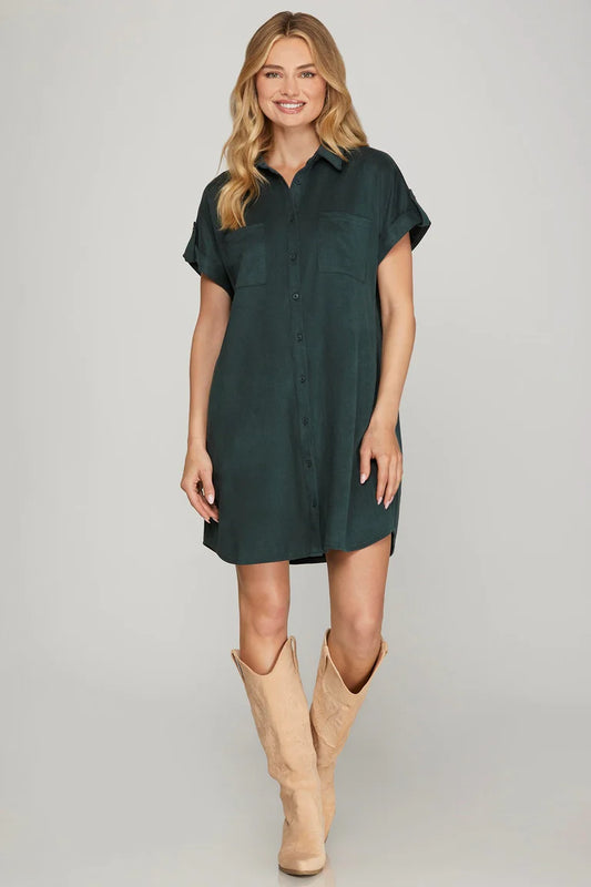 Ava Suede Button Down Dress