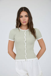 CONTRAST TRIM KNIT CARDIGAN