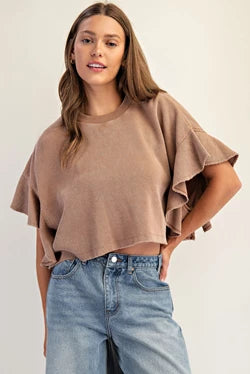 Tiered Flutter Sleeve Crop Top