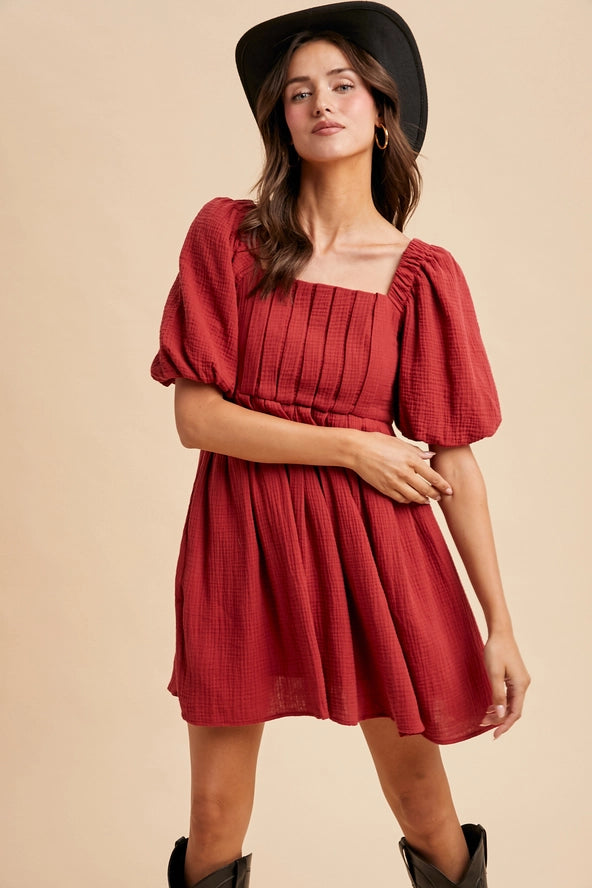 Box Pleated Mini Dress