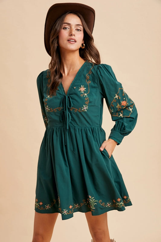 Embroidered Hatlee Mini Dress