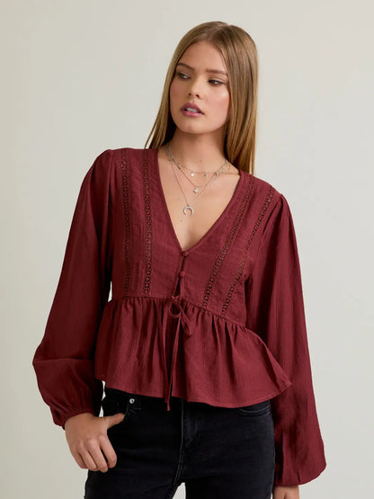 Lila Tie Front Top