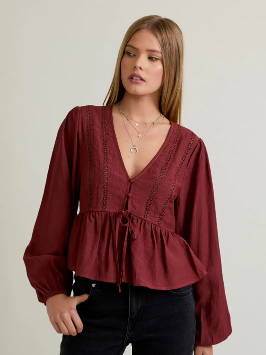Lila Tie Front Top