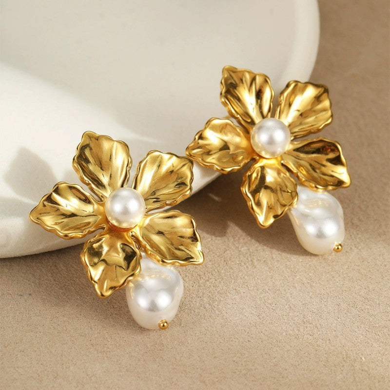 18K Plated Flower Earrings