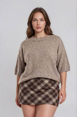PLUS HEATHERED CREW NECK BOXY PULLOVER