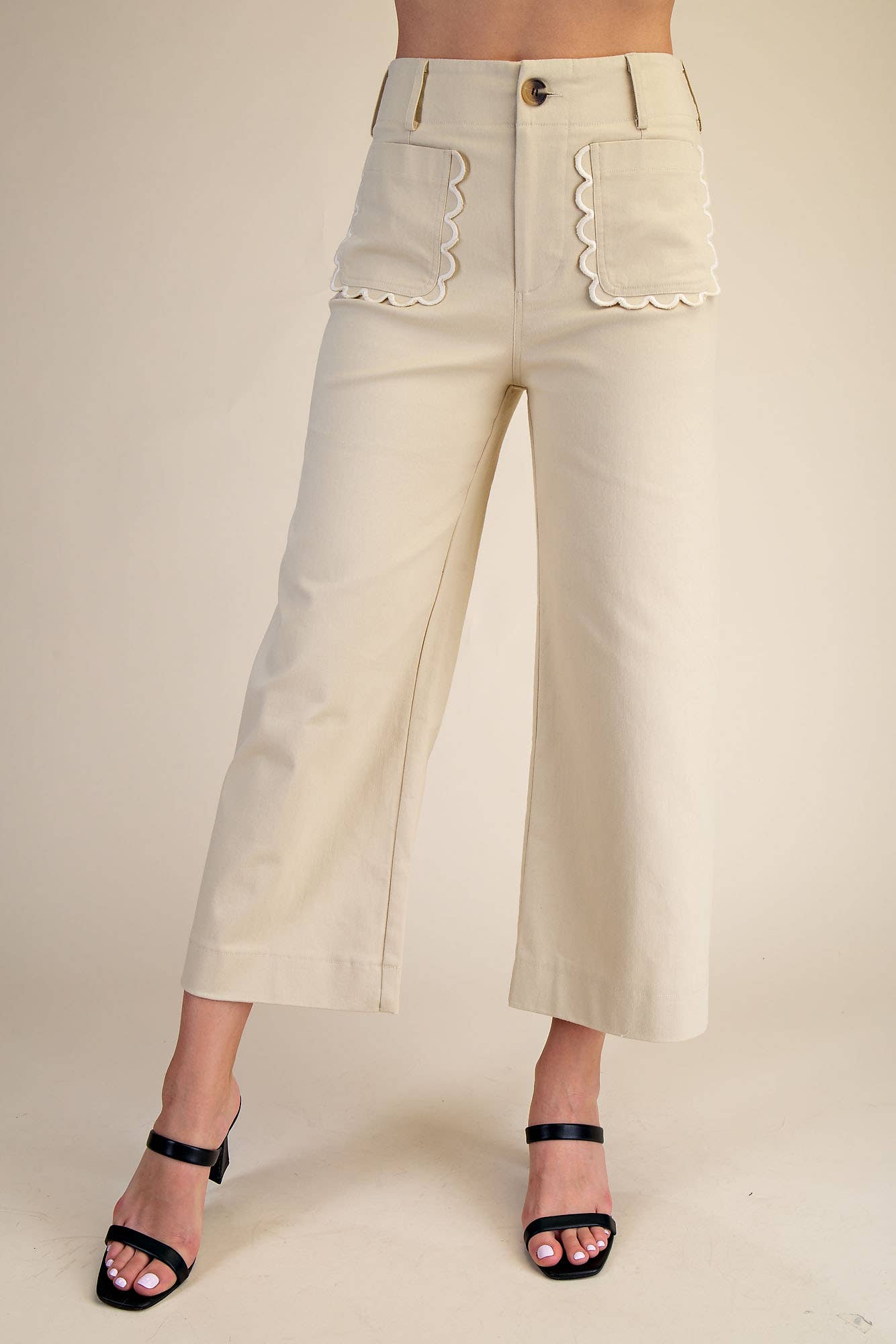 Colette Wide Leg Scallop Pocket Pants