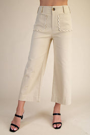 Colette Wide Leg Scallop Pocket Pants
