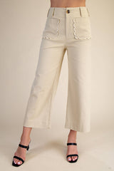 Colette Wide Leg Scallop Pocket Pants