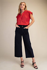 Colette Wide Leg Scallop Pocket Pants