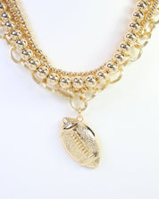 Bree Beaded Layered Necklace Football Gold