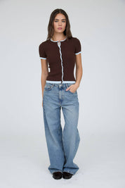 CONTRAST TRIM KNIT CARDIGAN