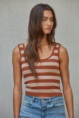 Knit Striped Seamless Padded Tank Top