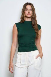 REVERSIBLE FUNNEL NECK SCRUNCH KNIT TOP