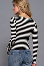 Boat Neck Striped Top