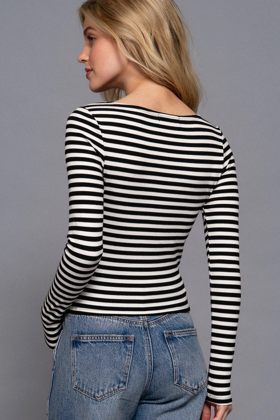 Boat Neck Striped Top