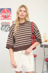 STRIPE RAW EDGE SWEATER