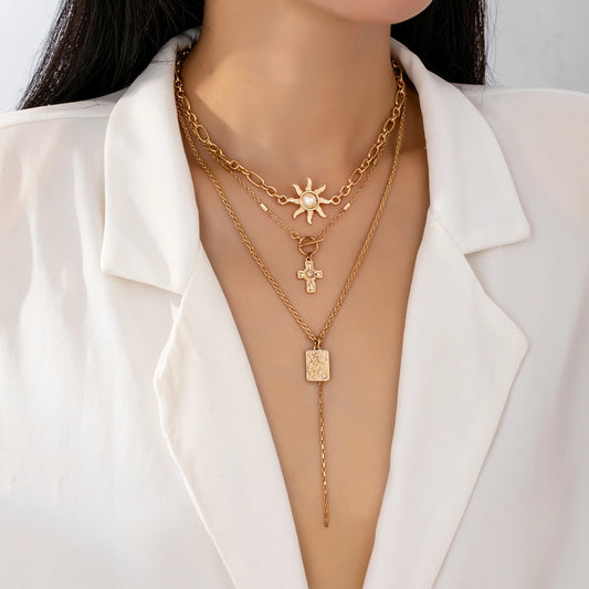 Sun 3 Layer Necklace