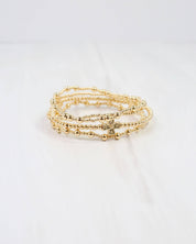 Altus Beaded Cross Bracelet Set Gold