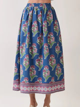 Floral Border Print Maxi Skirt
