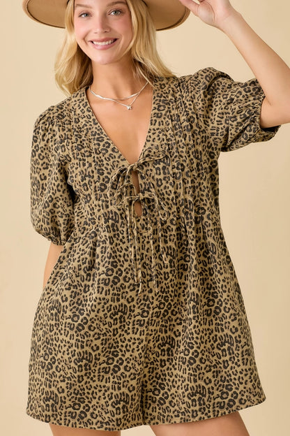 Leopard Denim Romper