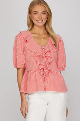 Woven Ginham Check Ruffled Tp\op