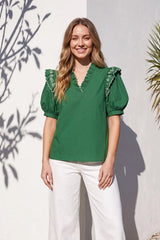 Short Sleeve Embroidered Top