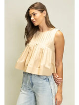 Pleated Sleeveless Top