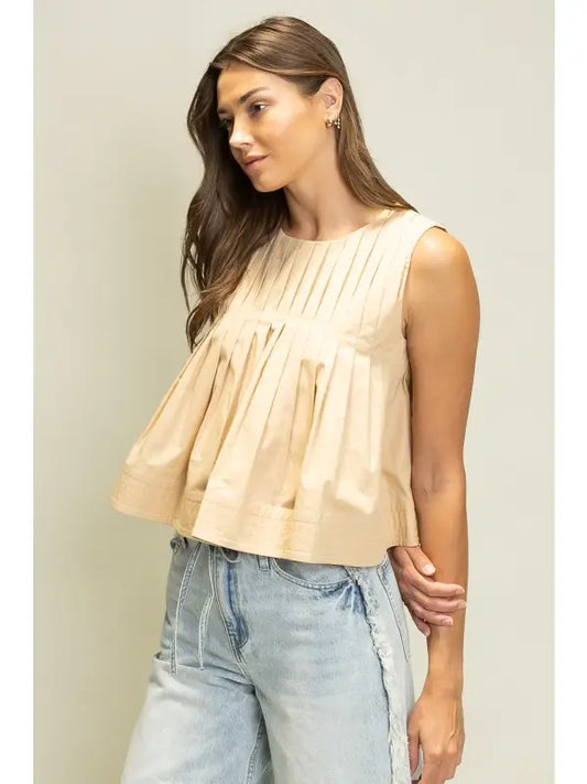 Pleated Sleeveless Top
