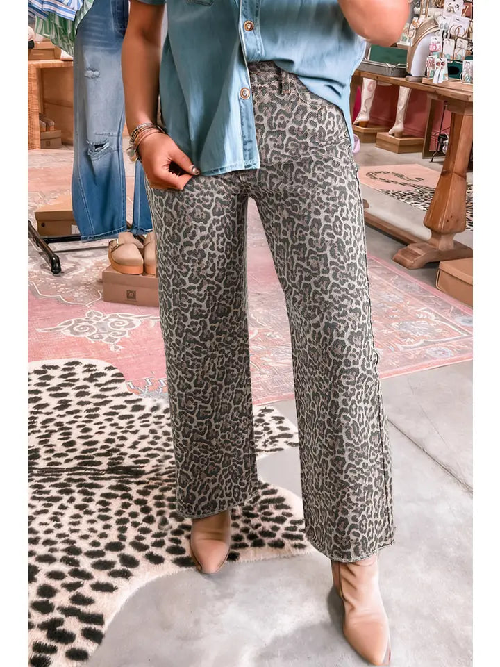 Frayed Leopard Jeans