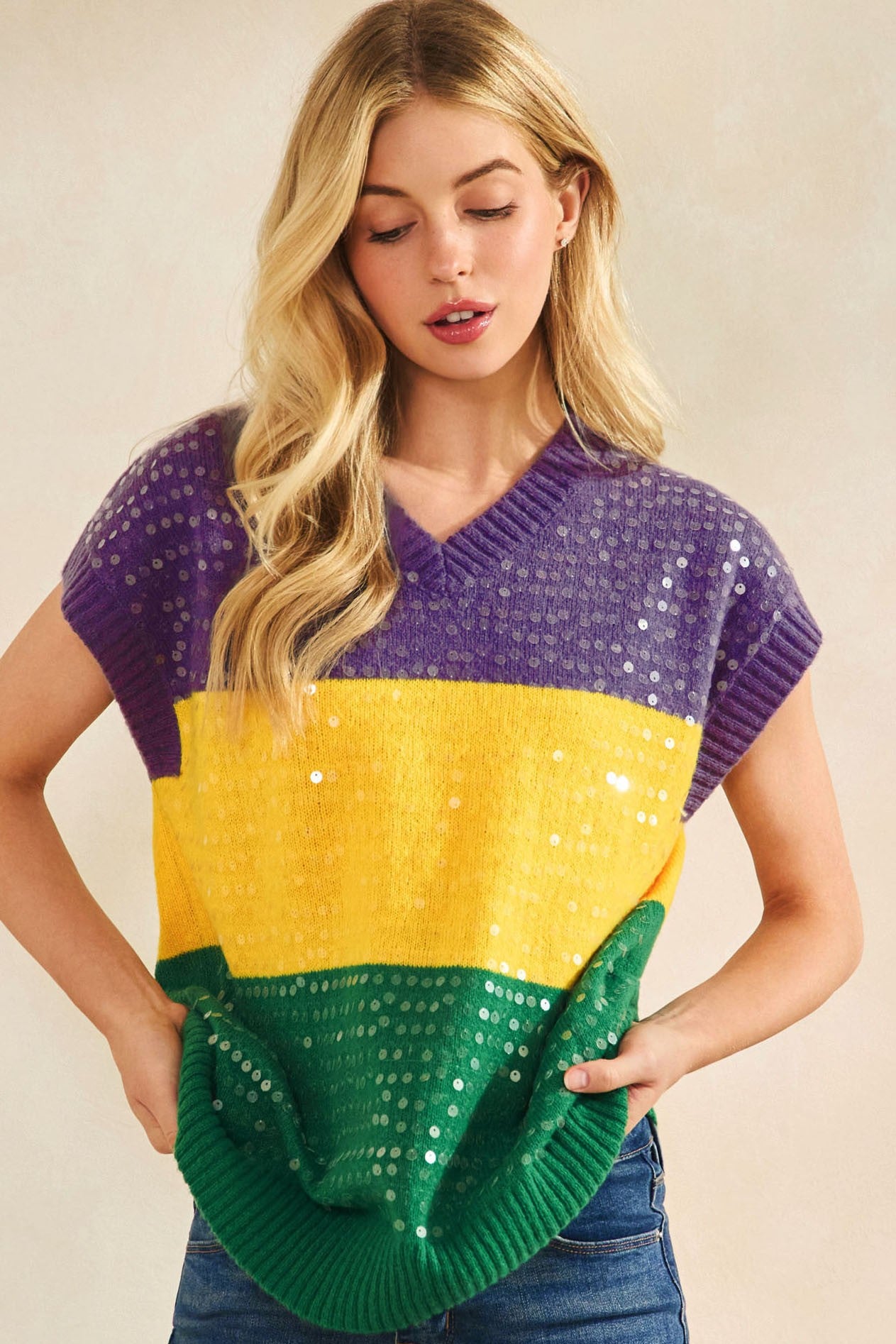 Sequin Mardi Gras Vest