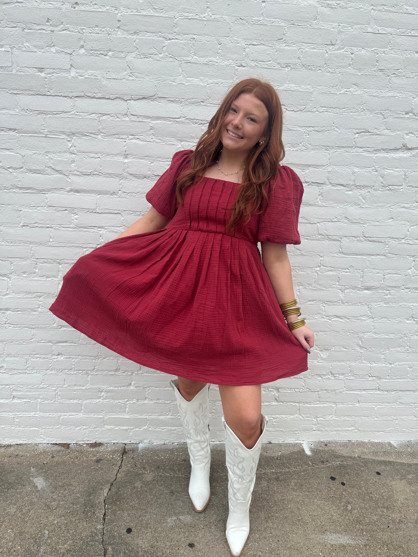 Box Pleated Mini Dress