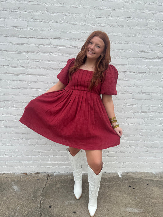 Box Pleated Mini Dress