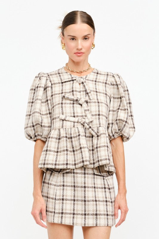 Jasmin Wool Plaid Blouse