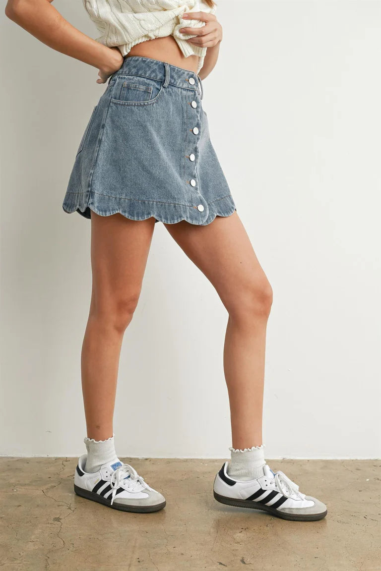 Kora Scallop Denim Skirt