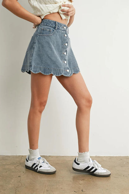 Kora Scallop Denim Skirt