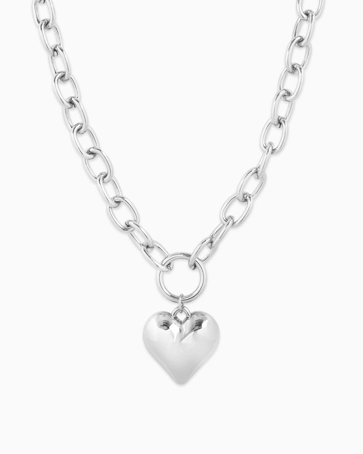 Puffy Heart Chunky Chain Necklace