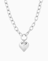 Puffy Heart Chunky Chain Necklace