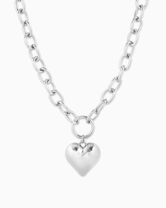 Puffy Heart Chunky Chain Necklace