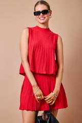 Ribbed Sweater Knit Vest Top and A-Line Mini Skirt