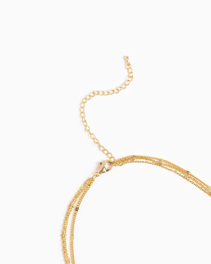Triple Layered Necklace with Cross & Pendant