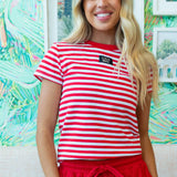 Stripe Baby Doll Tee- Red